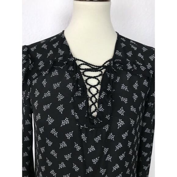 Max Studio Pullover Ruffled Lace Up Mini Lined Dress - Picture 2 of 12